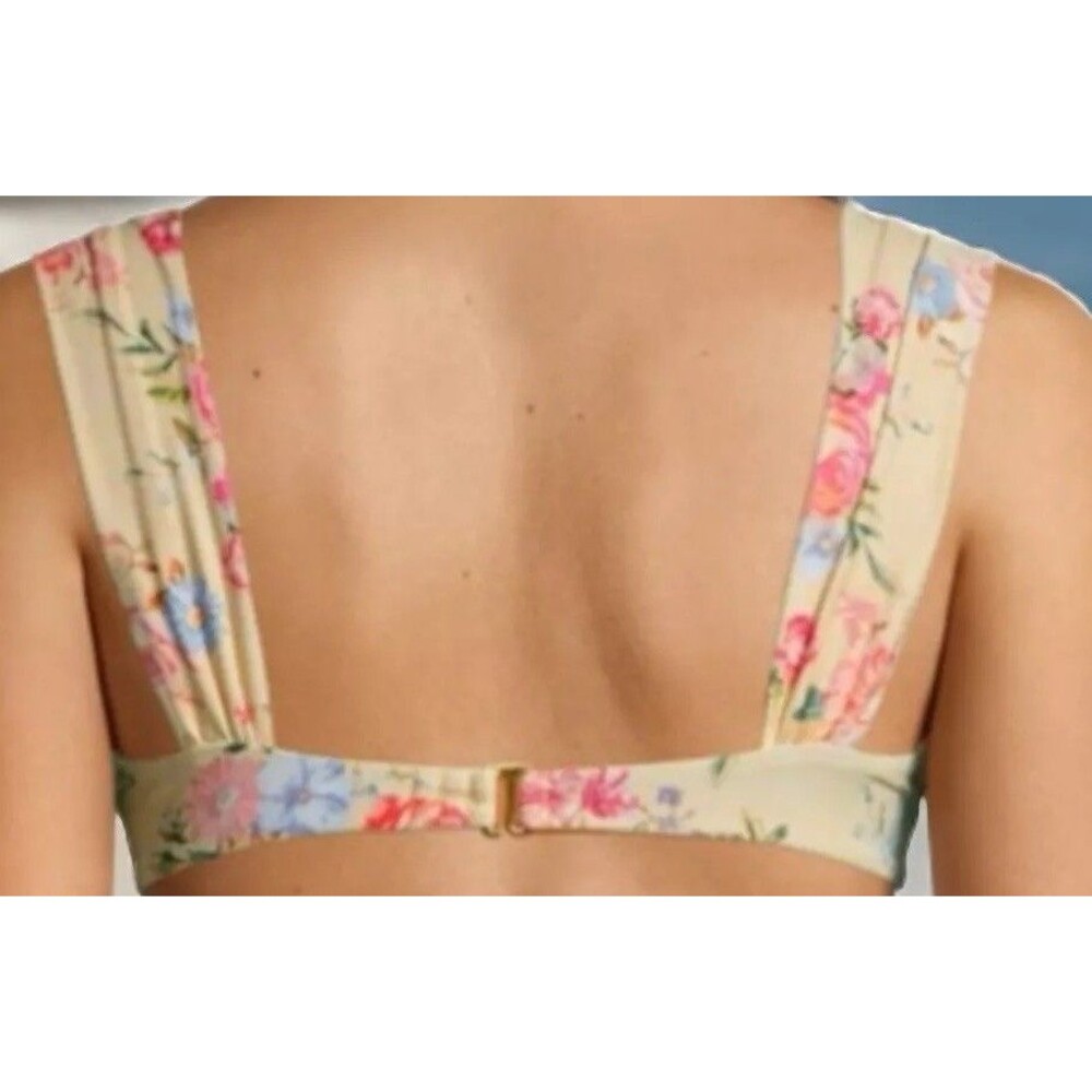 WeWoreWhat Floral Bikini‎ Top XL Yellow Underwire Padded Wide Strap Feminine New - Picture 6 of 8